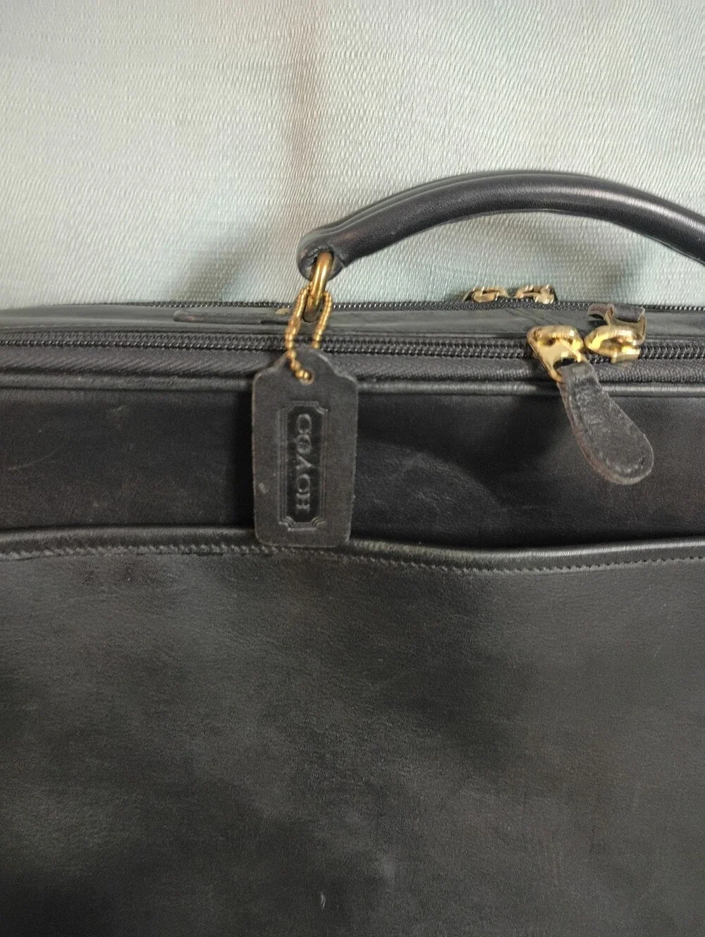 ❤️RARE VINTAGE COACH 0561 BLACK LEATHER VALISE BUSINESS BRIEFCASE +FOB HANGTAG